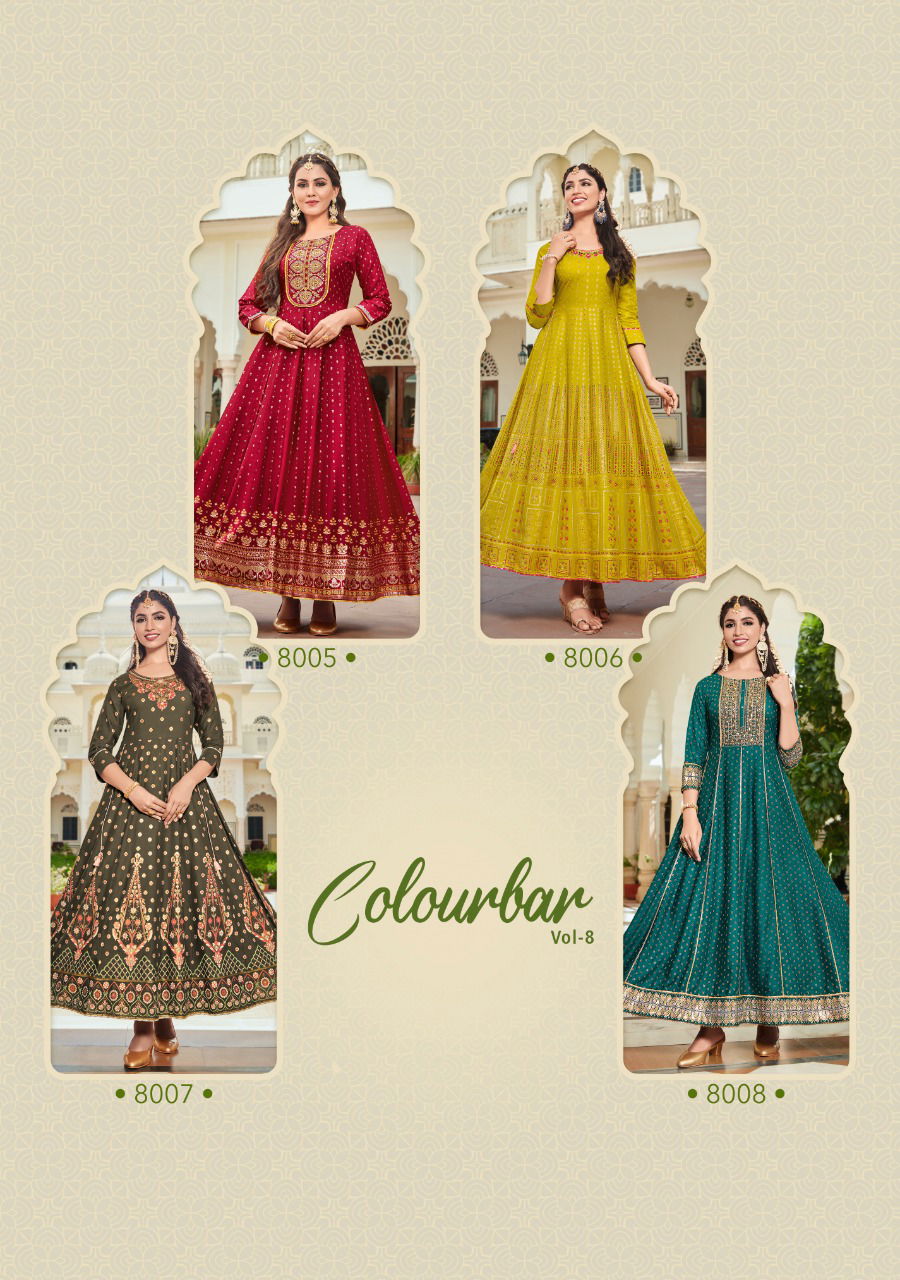 Fashion Colourbar 8 Festive Wear Anarkali Long Wholesale Kurti Collection